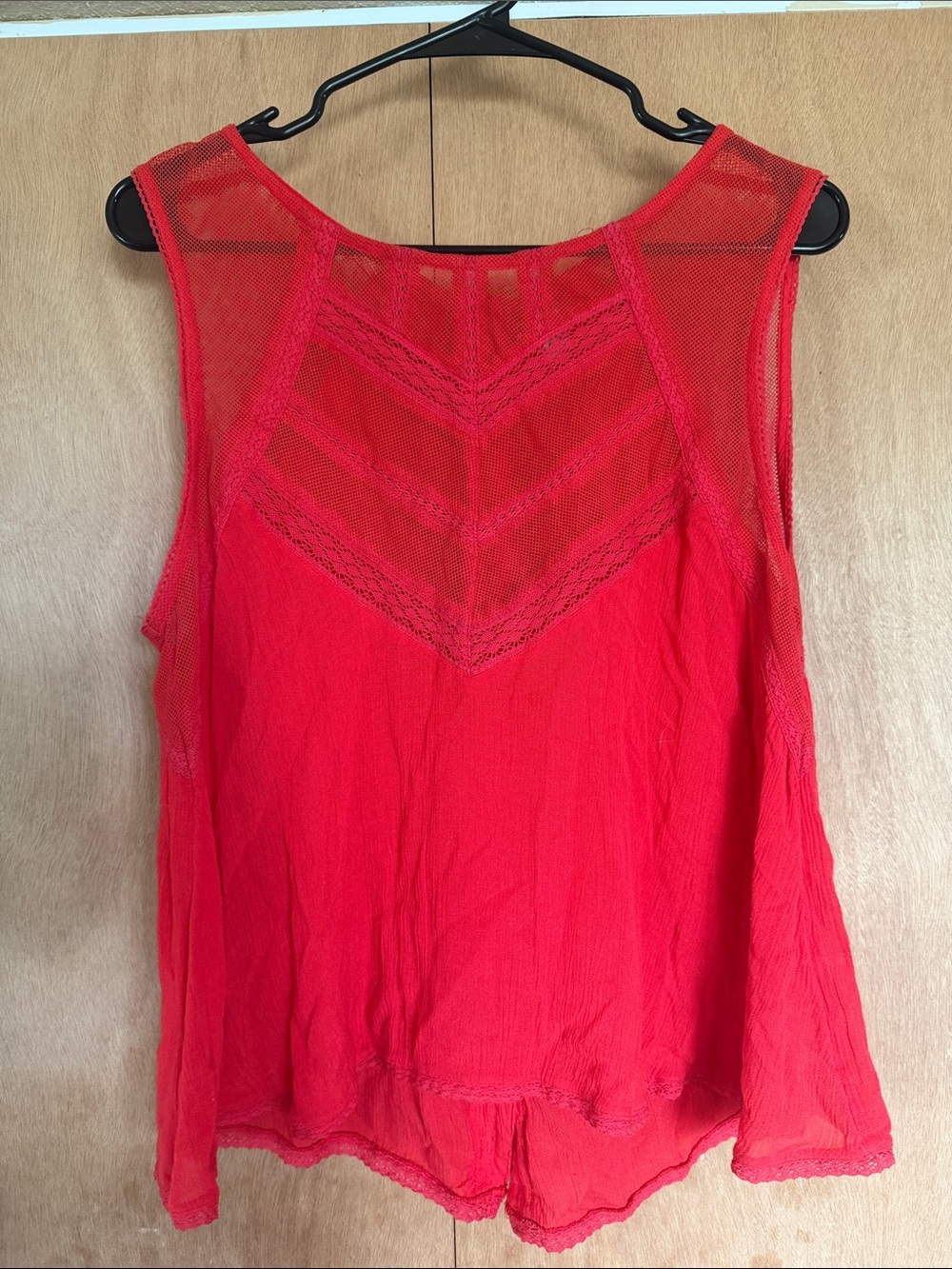 Free People Red Sleeveless Mesh Top